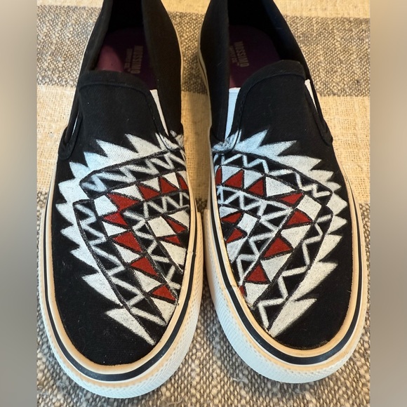 Shoes - Hand Painted Slip On Shoes Sneakers Women SZ 7 Aztec Design Art to Wear